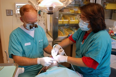 Patient undergoing a root canal procedure
