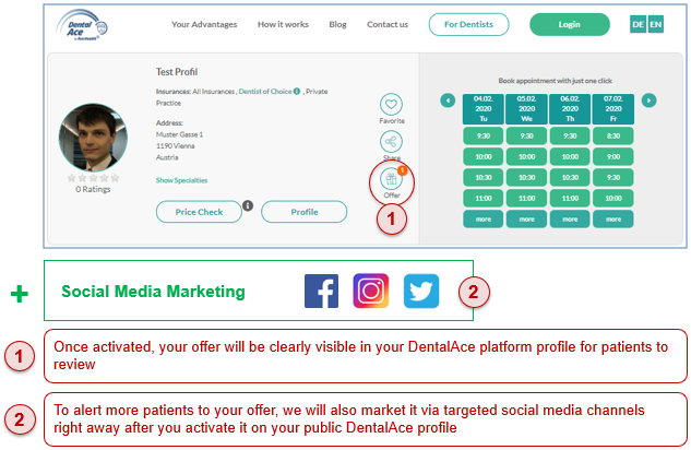Submit your special offer so we can market it to our DentalAce Community