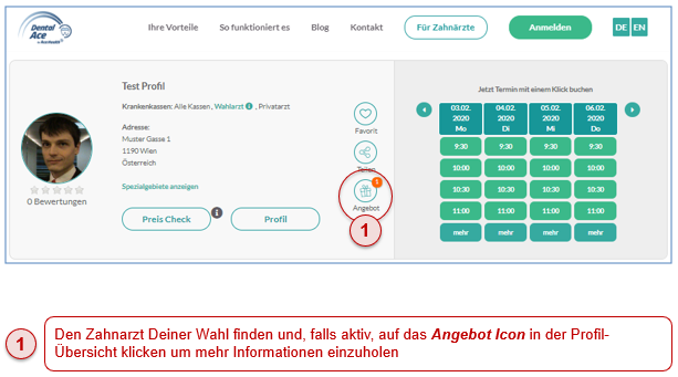 Auf das Angebot Icon klicken