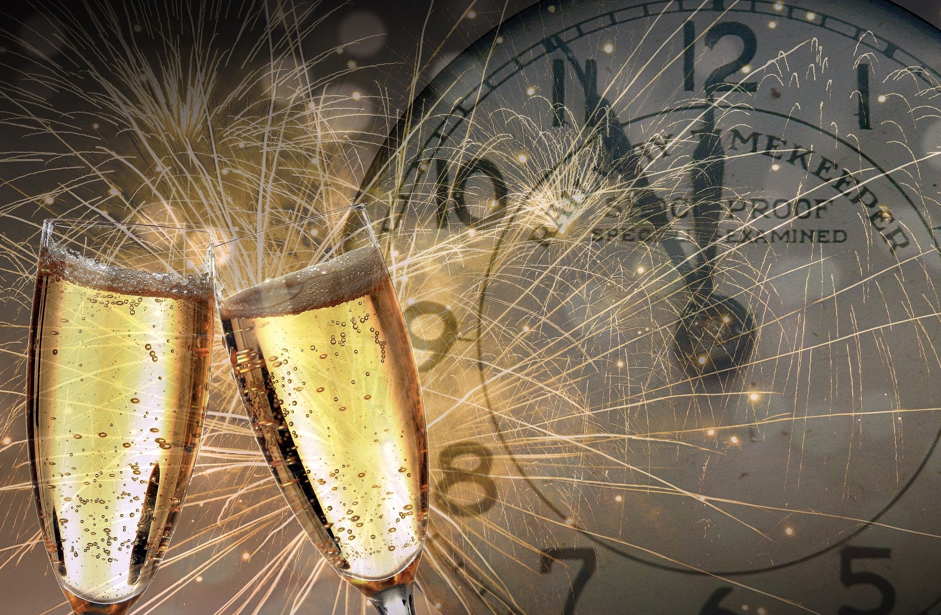 Frohes neues Jahr mit Champagner