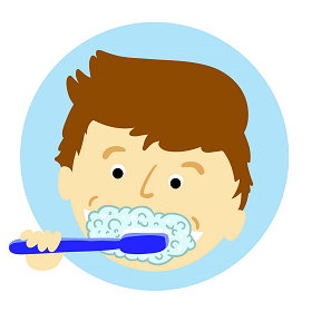 Young boy brushing his teeth