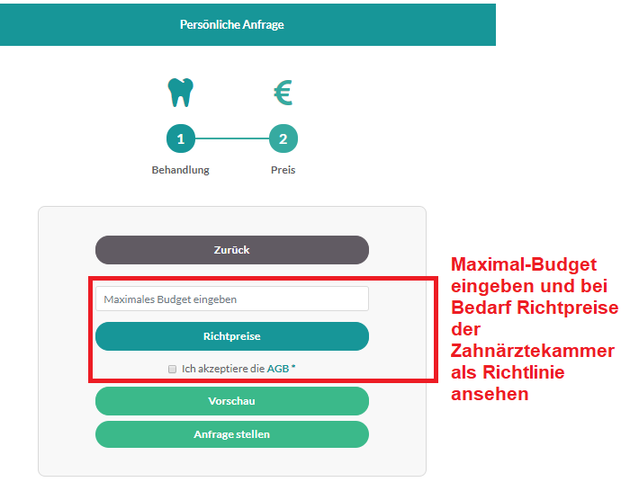 Nenne Deinen maximalen Anfrage Preis.