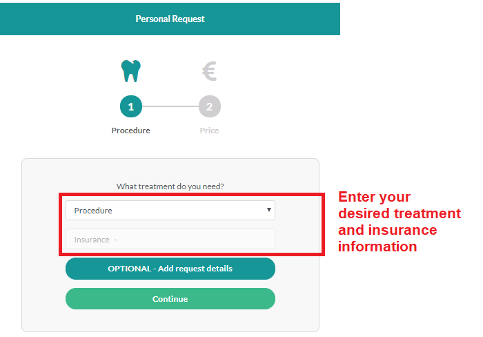 Enter your desired procedure and insurance information