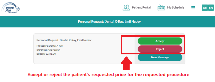 Once in detail view, you can accept or reject a price check request with a simple click.