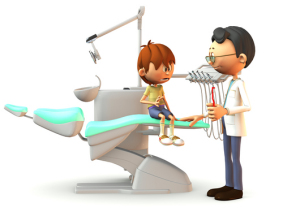 Kid with dentophobia at the dentist