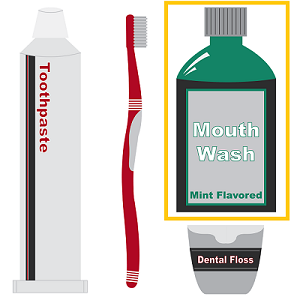 Dental care set including mouthwash