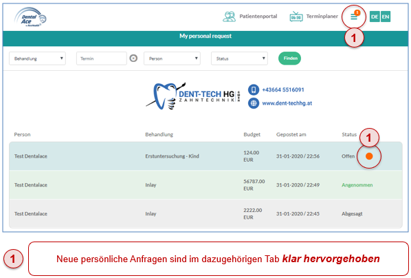 Liste von aktiven und inaktiven Anfragen durchsehen