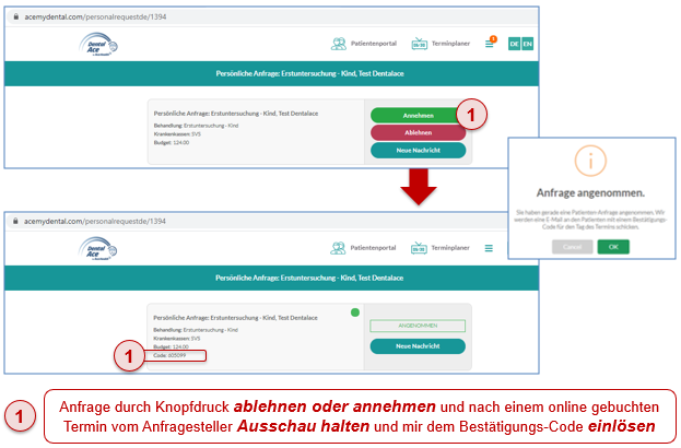 Aktive Anfragen annehmen oder ablehnen