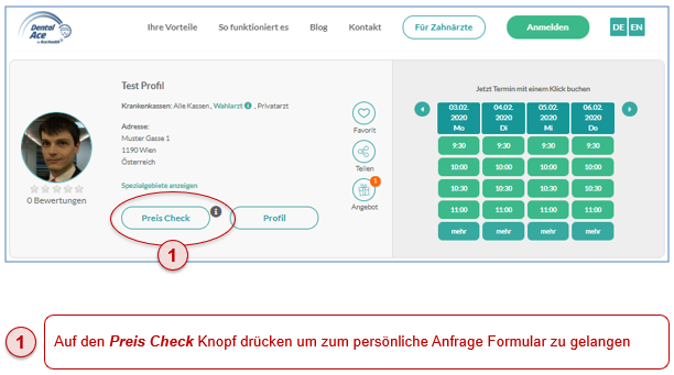 Auf den Preis Check Knopf klicken
